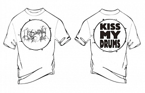 Футболка БАРАБАНЫ "Kiss My Drums" цвет белый (XXL)
