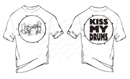 Футболка БАРАБАНЫ "Kiss My Drums" цвет белый (XL)