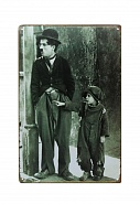 Металлическая табличка эмалированная Чарли Чаплин"МАЛЫШ" 20 х 30 см.